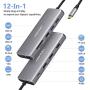 Lasuney Triple Display 12 in 1 USB C Docking Station Dock with 2 HDMI & VGA, PD3.0, Ethernet, SD TF Card Reader, 4 USB Port, Mic/Audio, Type C Adapter Hub Compatible for MacBook Air Pro and More