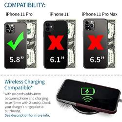 Dockem iPhone 11 Pro Wallet Case: Built-in Metal Plate for Magnetic Mounting & 2 Credit Card Holder Slots (5.8'' Luxe M2 Synthetic Leather, Maroon and Grey)