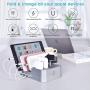 KeyEntre 6 Port USB Charging Station Multi Device USB Charging Dock Station HUB Desktop Charger Stand Organizer Compatible for iPhone ipad Airpods iwatch Kindle Tablet Multiple Devices, Silver