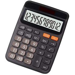 Calculator,ONXE DC116 Standard Function Desktop Calculator with Dual Power Supply and 12-bit Large Display (Black)