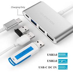 LENTION 4-in-1 USB-C Hub with Type C, USB 3.0, USB 2.0 Compatible 2020-2016 MacBook Pro 13/15/16, New Mac Air/Surface, ChromeBook, More, Multiport Charging & Connecting Adapter (CB-C13, Silver)