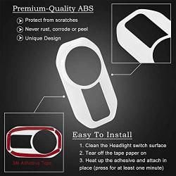 Headlight Lamp Switch Trim Cover Button Decoration Interior Accessories for 2018-2021 Jeep Wrangler JL JLU & Gladiator JT (White)
