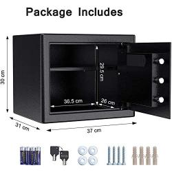 ETE ETMATE Safe Security Box, Digital Keypad and Key Lock for Cash Money Jewelry, Fireproof Waterproof Safe Cabinet with Induction Light（1.0cub）
