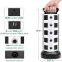 Power Strip Tower JACKYLED Surge Protector Electric Charging Station 3000W 13A 18 AC Outlets 4 USB Ports with 16AWG 6.5ft Heavy Duty Extension Cord for Home Office