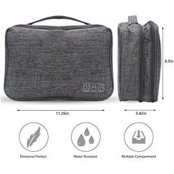 KALIM Cable Organizer Bag, Waterproof Electronic Accessories Soft Case, Traveling Wire Bag for iPad Mini Cables Phone Chargers Adapter Flash Hard Drive and More(Large/Gray)