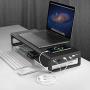 Vaydeer USB 3.0 Aluminum Monitor Stand Metal Riser, with 1 3.5mm Audio Port Connect Your Headset or Microphone, 1TF and 1 SD Built-in Card Readers Used Memory Cards for Read/Write(Black)