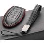 Vitodeco Leather Smart Key Fob Case Cover for 2020 Nissan Versa, Sentra, Altima, Maxima, Rogue, 2020 Infiniti Q50, Q60, QX50, QX60, QX80 and More Models (3 Buttons, Black/Red)