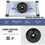 Upgraded Aluminum Laptop Stand Adjustable with Cooling Fan and Mouse Pad, Reinforced Ergonomic Lap Desk Foldable Portable Computer Table for Bed Sofa Couch Office (Extra Wide Tray: 19'', Silver)