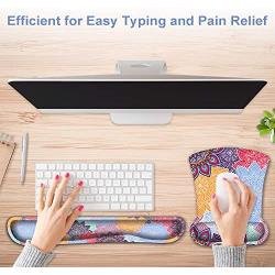 EkuaBot Abstract Flower Keyboard Wrist Rest Pad & Mouse Wrist Rest Support Pads Set for Computers & Laptop, Memory Foam, Soft and Breathable, Ergonomic Design, Non-Slip Rubber Base, Easy Typing