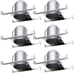Sunco Lighting 6 Pack 6 Inch New Construction Housing, Air Tight IC Rated Aluminum Can, 120-277V, TP24 Connector Included for Easy Install - UL & Title 24 Compliant