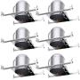 Sunco Lighting 6 Pack 6 Inch New Construction Housing, Air Tight IC Rated Aluminum Can, 120-277V, TP24 Connector Included for Easy Install - UL & Title 24 Compliant