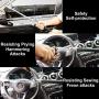 Tevlaphee Steering Wheel Lock for Cars,Wheel Lock,Vehicle Anti-Theft Lock,Adjustable Length Clamp Double Hook Universal Fit Emergency Hammer Window Breaker Self Defense Heavy Duty Secure (Black)