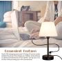 ZEEFO Touch Control Table Lamp Built in Dual USB Ports & AC Outlet, White Fabric Shade 3 Way Dimmable USB Nightstand Lamp,Two Edison LED Bulbs Included Bedside Lamps for Bedroom, Living Room (2 Pack)