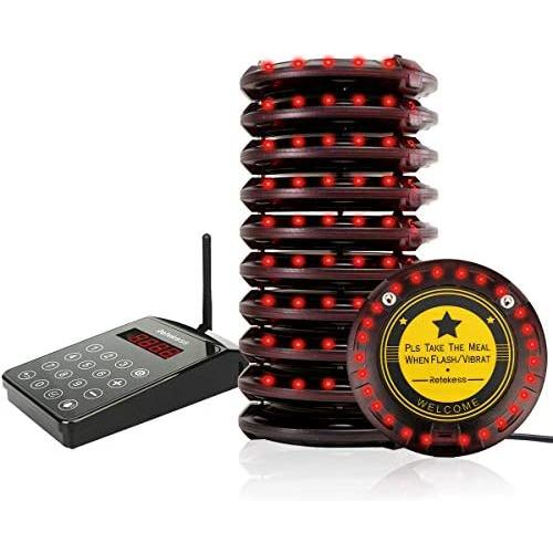 Retekess TD103 Pagers and Beepers,Pager System Long Range,3280ft,Out of Range Alarm,10 Rechargeable Buzzers for Nursery,Hospital,Restaurant,Warehouse