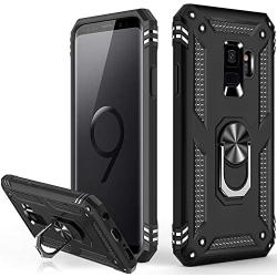 Galaxy S9 Case,Military Grade 16ft. Drop Tested Dual Layered Heavy Duty Cover with Magnetic Ring Kickstand Compatible with Car Mount Holder,Protective Phone Case for Samsung Galaxy S9 Black
