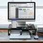Amada Monitor Stand Riser- Bamboo Desktop Riser for Laptop Computer, Monitor Riser Desk Organizer with Phone Holder and Stationery Management, Desktop Stand for Printer & Office Supplies-AMBMS04