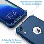 ORETECH Designed for iPhone XR Case, with[2 x Tempered Glass Screen Protector] 360 Full Body Shockproof Anti Scratch Protection Cover Hard PC Soft Rubber Silicone Case for iPhone XR 6.1 2018 Blue
