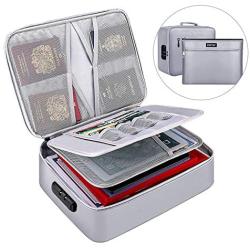 ENGPOW File Storage Bags,Fireproof Document Organizer Bag with Money Bag,Home Office Travel Safe Bag with Lock,Multi-Layer Portable Filing Storage for Important File Passport Certificates