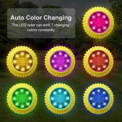 Solar Powered Disk Lights,4PCS 8 LED Waterproof in-Ground Lights Outdoor Solar Ground Lights for Pathway Garden Yard Walkway Pool )