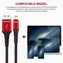 Heavy Duty Charger Cable, 3Pack 6ft USB Charging Cable, Braided Nylon Long Charger Cord Compatible with iPhone 11/11 Pro/X/Xs Max/XR / 8/8 Plus / 7/7 Plus/6/6S/6plus /iPad Mini-Red