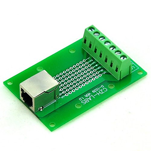 Electronics-Salon RJ11/RJ12 6P6C Right Angle Jack Breakout Board, Terminal Block Connector.