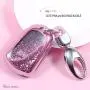 YIJINSHENG TPU Soft Plating Smart Key Fob Remote Cover Case Protector Keyless Jacket for Cadillac CT6 XT5 CTS XTS SRX ATS GTS ATSL HYQ2AB HYQ2EB Car Key Chain (Pink)