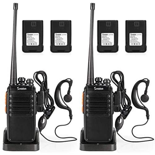 Seodon Walkie Talkies for Adults Long Range with One Extra Battery for Each Radio Rechargeable Walkie Talkie Two Way Radios with Earpiece/Headsets(2 Pack)