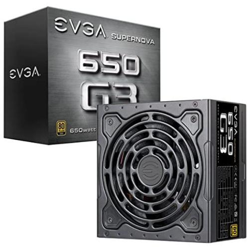 EVGA 220-G3-0650-Y1 SuperNOVA 650 G3, 80 Plus Gold 650W, Fully Modular, Eco Mode with New HDB Fan, 7 Year Warranty, Includes Power ON Self Tester, Compact 150mm Size, Power Supply