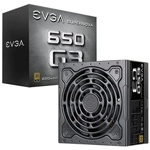 EVGA 220-G3-0650-Y1 SuperNOVA 650 G3, 80 Plus Gold 650W, Fully Modular, Eco Mode with New HDB Fan, 7 Year Warranty, Includes Power ON Self Tester, Compact 150mm Size, Power Supply