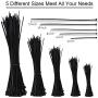 Wire Ties,HMfire 500 Pcs Adjustable & Durable Self-Locking Nylon Zip Cable Ties Heavy Duty, 4/6/8/10/12Inch, 4mm Width, Black