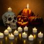 Battery Operated Candles with Timer, Punasi Set of 12 LED Flameless Candles Realistic Electronic Tea Lights with Fake Candle Wax & Wicks for Home Room Party Festival Decor - Warm White