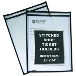 C-Line Stitched Shop Ticket Holders, Both Sides Clear, 11 x 14 Inches, 25 per Box (46114)
