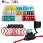 Nilight - 50029R 120 Pcs Standard Blade Fuse 5A/7.5A/10A/15A/20A/25A/30A AMP Assorted Set with 10 Pack 14AWG ATC/ATO Inline Fuse Holder, 2 Years Warranty