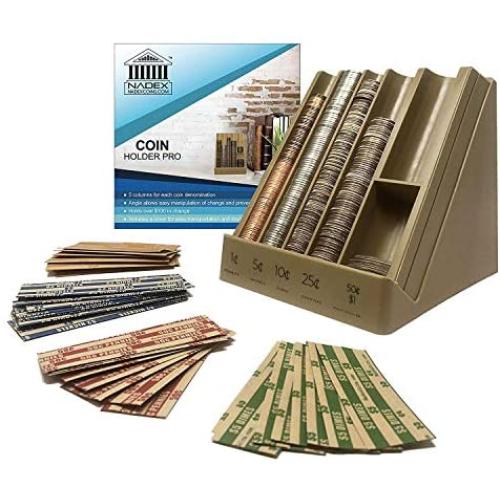 Nadex Vertical Coin Holder Pro - Coin Sorting Organizer Sorts Coins in Columns, Great for Bank Tellers, Making Change and Storing Coins