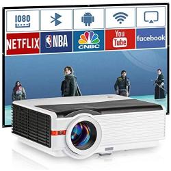 Wireless WiFi Movie 1080P Projector 6200Lux, HD Video Projectors Synchronize Smartphones Screen, Bluetooth Projector Compatible with HDMI, USB, VGA, AV, Laptop, TV Stick, PS4 for Outdoor Entertainment