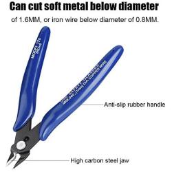 Goshyda Wire Cutter, Diagonal Pliers Side Nippers Cable Cutting Snips Shears Tool with Anti-Slip Rubber Handle for 3D Printer, Electronic Foot Trimming Plastic Products, etc