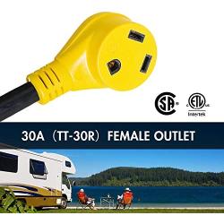 Epicord RV Power Cord Dogbone RV Power Adapter with Handle 12'' 10AWG/3 Cord 50Amp to 30Amp with SA Certification
