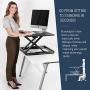 Height Adjustable Stand Up Desk Converter Ergonomic Sit Stand Riser - Flat Top Table Size 22x26 Supports 30lbs - No Assembly Required - Premium Quality and Very Sturdy - Perfect for Laptops or iMacs