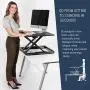 Height Adjustable Stand Up Desk Converter Ergonomic Sit Stand Riser - Flat Top Table Size 22x26 Supports 30lbs - No Assembly Required - Premium Quality and Very Sturdy - Perfect for Laptops or iMacs