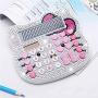 Cute Desk Calculator Cartoon Hellokitty Office Calculator Beauty Rhinestone Calculators Large Display Best Accounting Calculators, Battery Solar Calculator Desktop Calculatos Womens (White)
