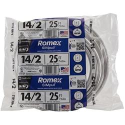 Southwire 28827421 25 14/2 with ground Romex brand SIMpull residential indoor electrical wire type NM-B, White