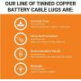 SELTERM UL Listed Marine Grade Wire Lugs, Battery Cable Ends, Tinned Copper Eyelets, Tubular Ring Terminals, Closed End Crimp Connectors — (8 AWG to 250 MCM)