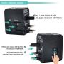 International Power Adapter for Travel (SandBlack) - 4 USB European Plug Adapter for 150+ Countries - for Europe UK America China Ireland Italy - Smart Charging 2.4A Travel Adapters by Sublimeware