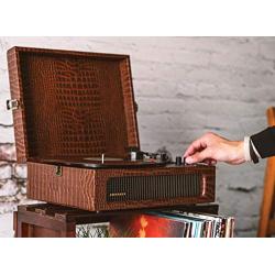 Crosley CR8017A-BR Voyager Vintage Portable Turntable with Bluetooth Receiver and Built-in Speakers, Brown
