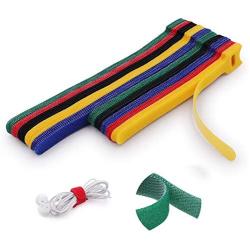 Beasyjoy Reusable Cable Ties, 60 PCs Fastening Cable Straps Multi-purpose Microfiber Hook and Loop Adjustable Cords Management for Home/Office/Electronic Wires, 2 Sizes(6-Inch, 8-Inch) and 5 Colors