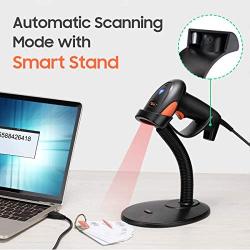 Tera Pro Barcode Scanner with Smart Stand 1D Wired Handheld Laser Bar Code Reader Auto Sensing Super Fast Precise Scanning Plug and Play Read Ultra Long Barcode