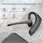 Bluetooth Headset V5.0 Wireless Bluetooth Earpiece, 16 Hrs HD Talktime Noise Reduction Handsfree Headset with Microphone for iPhone/Android/Samsung/Laptop - Black