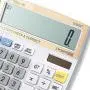 Electronic Desktop Calculator with 12-digit Large Display, Solar and Button Dattery Dual Power Standard 12-Digit Big Display Handheld Function Desktop Calculator (White Gold)
