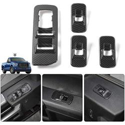 Car Window Lift Switch Panel Decoration Frame Cover Trim for 2015 2016 2017 2018 Ford F150 Accessories (Carbon Fiber)