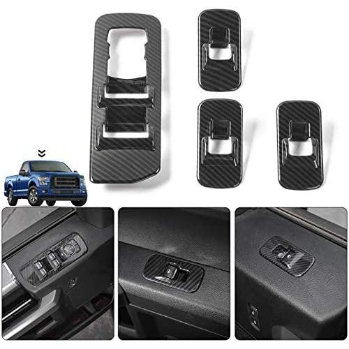 Car Window Lift Switch Panel Decoration Frame Cover Trim for 2015 2016 2017 2018 Ford F150 Accessories (Carbon Fiber)